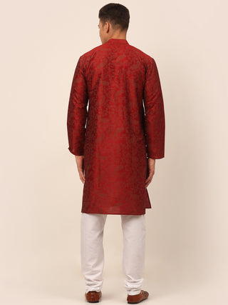 Men Maroon Paisley Printed Kurta with Pyjama