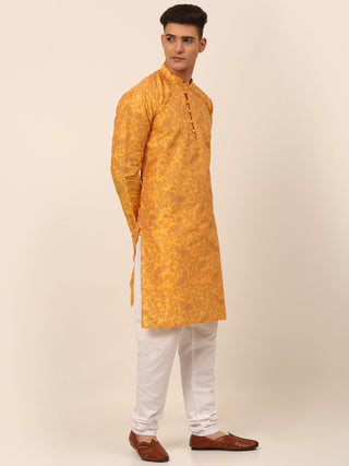 Men Mustard Paisley Printed Kurta Only