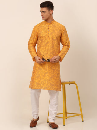 Men Mustard Paisley Printed Kurta Only