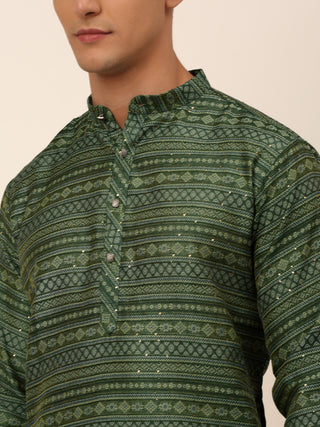 Men Sequinned Kurta with Churidar