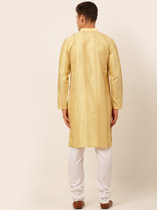 Jompers Men's Golden Embroiderd Kurta Pajama