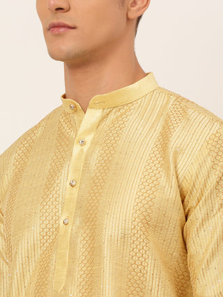 Jompers Men's Golden Embroiderd Kurta Pajama