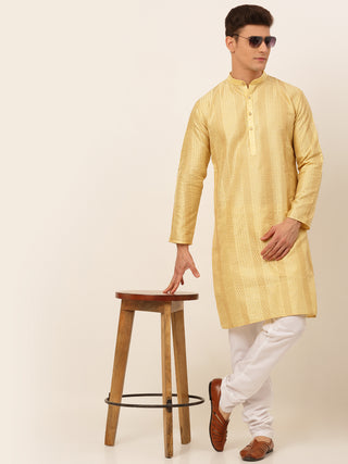 Jompers Men's Golden Embroiderd Kurta Pajama