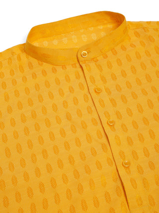 Jompers Men's Mustard Woven Design Kurta Pajama