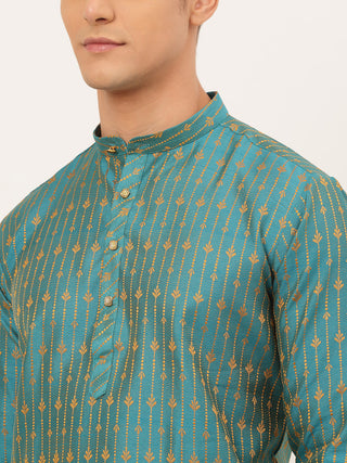 Jompers Men's Blue Embroidered Kurta Payjama Sets