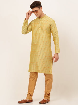 Jompers Men's Yellow Embroidered Kurta Payjama Sets
