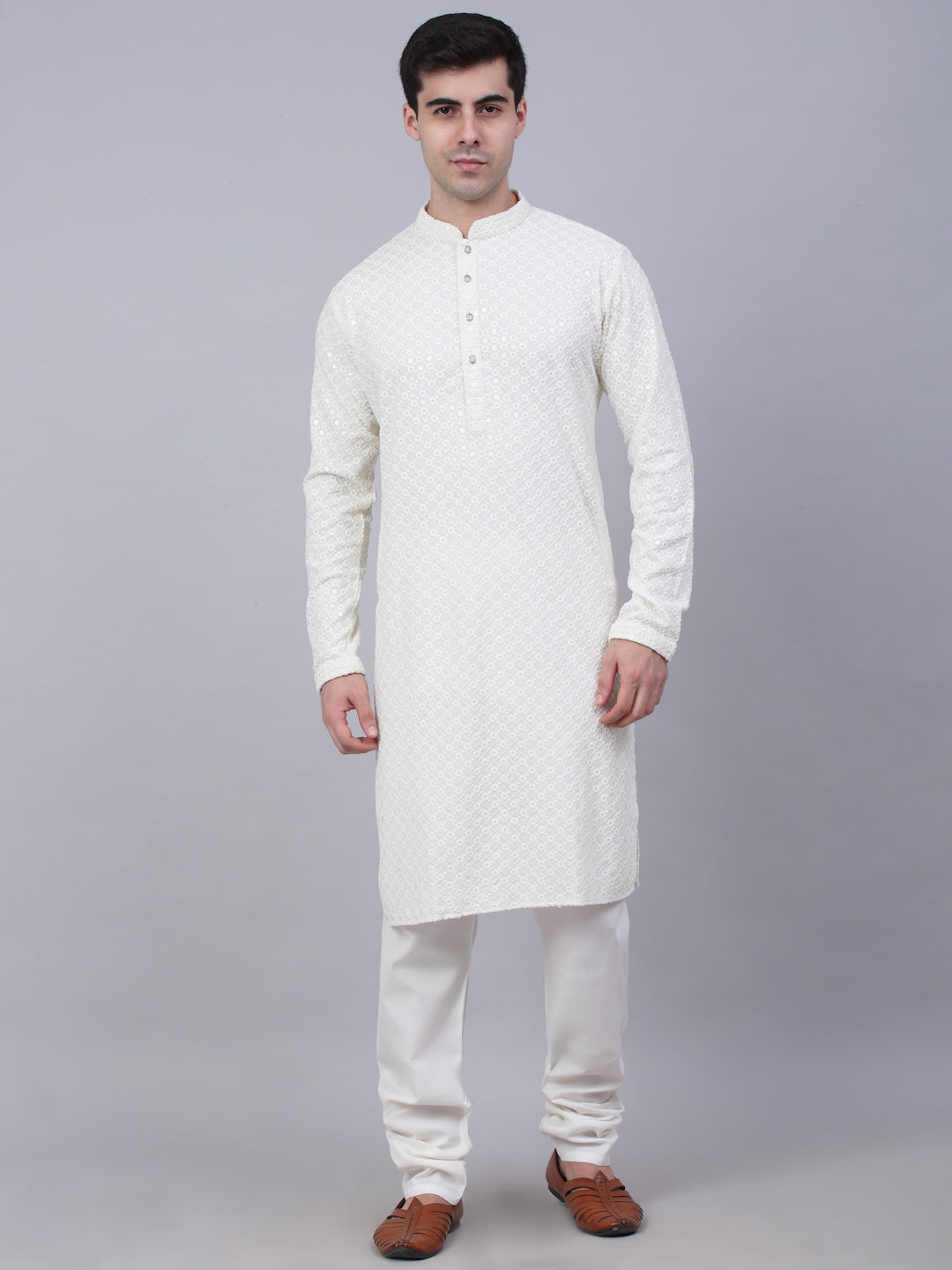 Buy Cream & White 2-Piece Ethnic Suit for Men by JOMPERS Online | Ajio.com