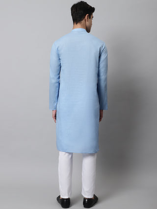 Jompers Men's Light blue Cotton Striped Kurta Payjama Sets