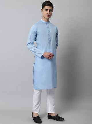 Jompers Men's Light blue Cotton Striped Kurta Payjama Sets