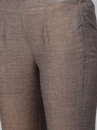 Jompers Women Grey Yoke Design Kurta with Trousers