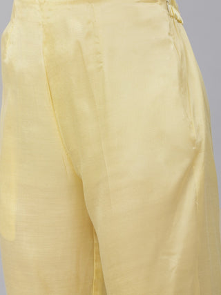 Women Yellow Embroidered Regular Sequinned Kurta with Trousers & Dupatta
