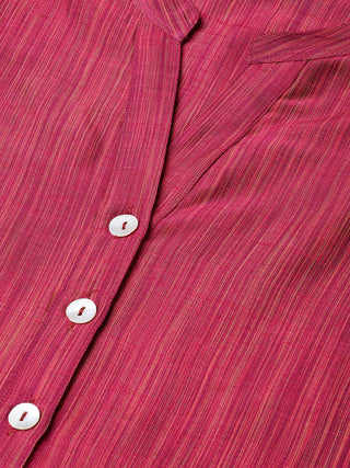 Jompers Women Pink & Beige Self-Striped Kurta with Trousers & Dupatta