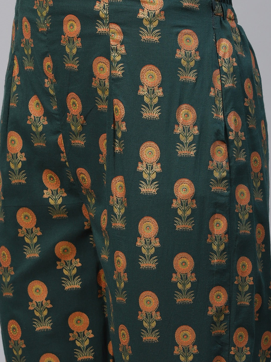 Women Green Ethnic Motifs Printed Pure Cotton Kurta with Trousers & Dupatta