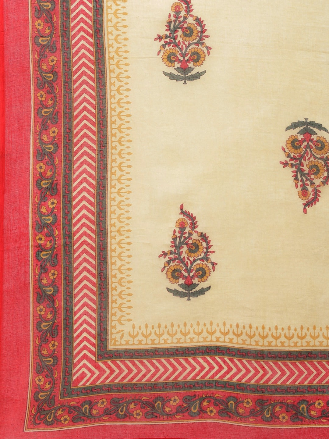 Women Red Ethnic Motifs Printed Regular Pure Cotton Kurta with Trousers & Dupatta