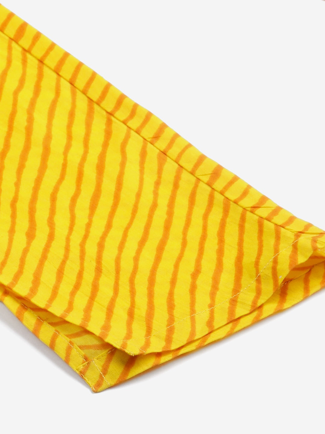 Women Yellow & Pink Ethnic Motifs Printed Pure Cotton Kurta With Trousers & Dupatta