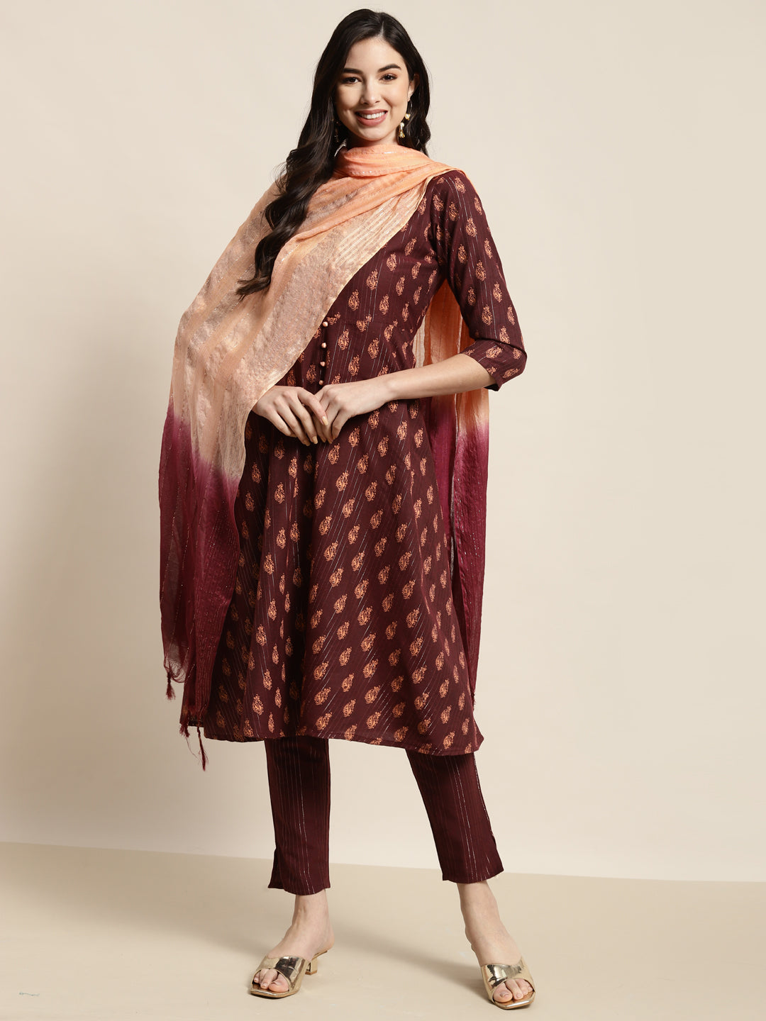 Printed Kurta with Trousers & With Dupatta