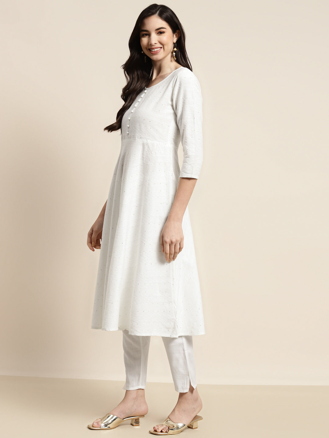 Sequinned Kurta with Trousers & With Dupatta