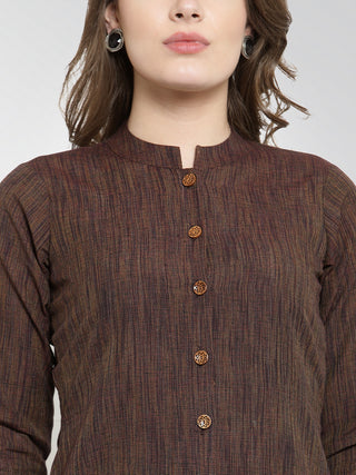 Jompers Women Brown self design straight Kurta with Trousers