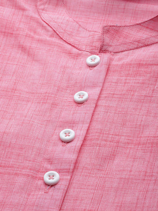 Jompers Women Pink Pure Cotton Woven Design Straight Kurta