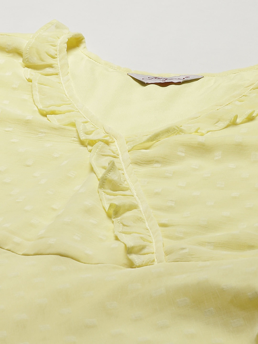 Women Yellow Woven Design Flared Kurta