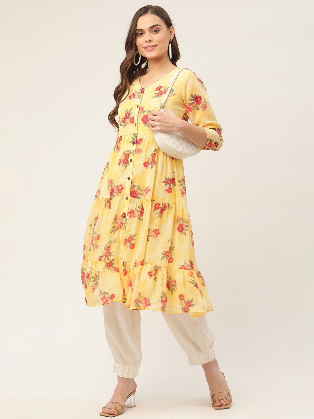 Shop Multicolored Printed Georgette Long Kurti After Six Wear Online at  Best Price | Cbazaar