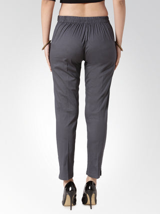 Jompers Women Grey Smart Slim Fit Solid Regular Trousers