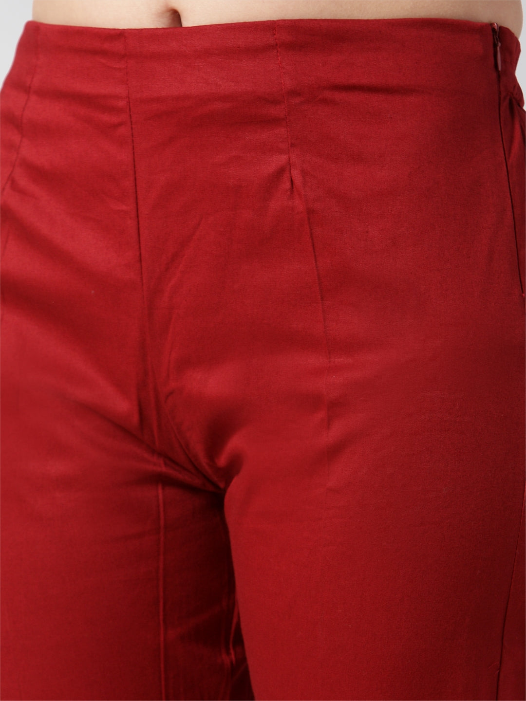 Jompers Women Maroon Smart Slim Fit Solid Regular Trousers