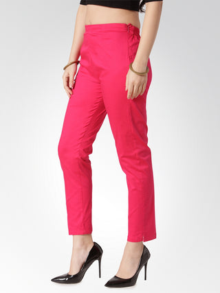 Jompers Women Pink Smart Slim Fit Solid Regular Trousers