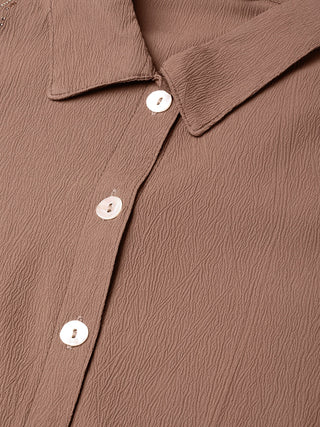Jompers Women Brown Regular Fit Crinkled Effect Casual Shirt