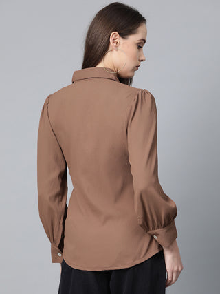 Jompers Women Brown Regular Fit Crinkled Effect Casual Shirt
