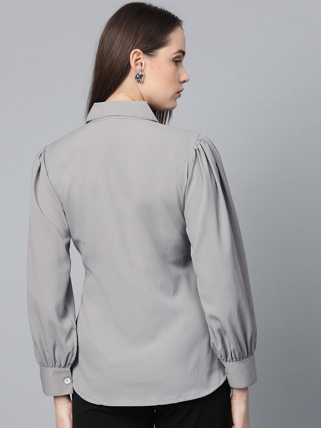 Jompers Women Grey Regular Fit Crinkled Effect Casual Shirt