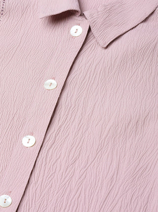 Jompers Women Purple Regular Fit Crinkled Effect Casual Shirt