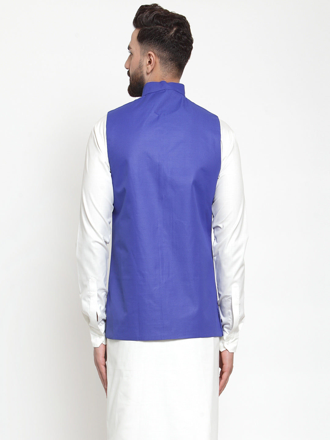 Jompers Men Royal-Blue Solid Nehru Jacket