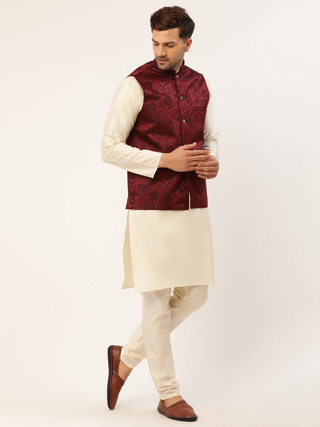 Buy PARK AVENUE Solid Cotton Blend Slim Fit Men's Nehru Jacket | Shoppers  Stop