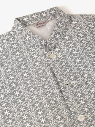 Men's Grey Embroidered Nehru Jackets