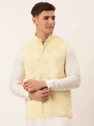 Men's Lemon Embroidered Nehru Jackets