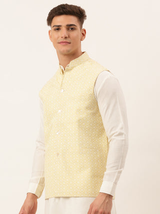 Men's Lemon Embroidered Nehru Jackets