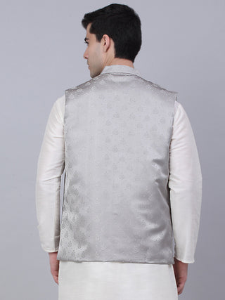 Men's Grey Woven Design Waistcoats