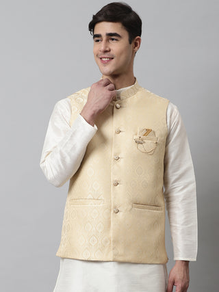 Men's Golden Woven Design Waistcoats