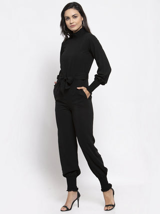 Jompers Women Black Solid Basic Jumpsuit