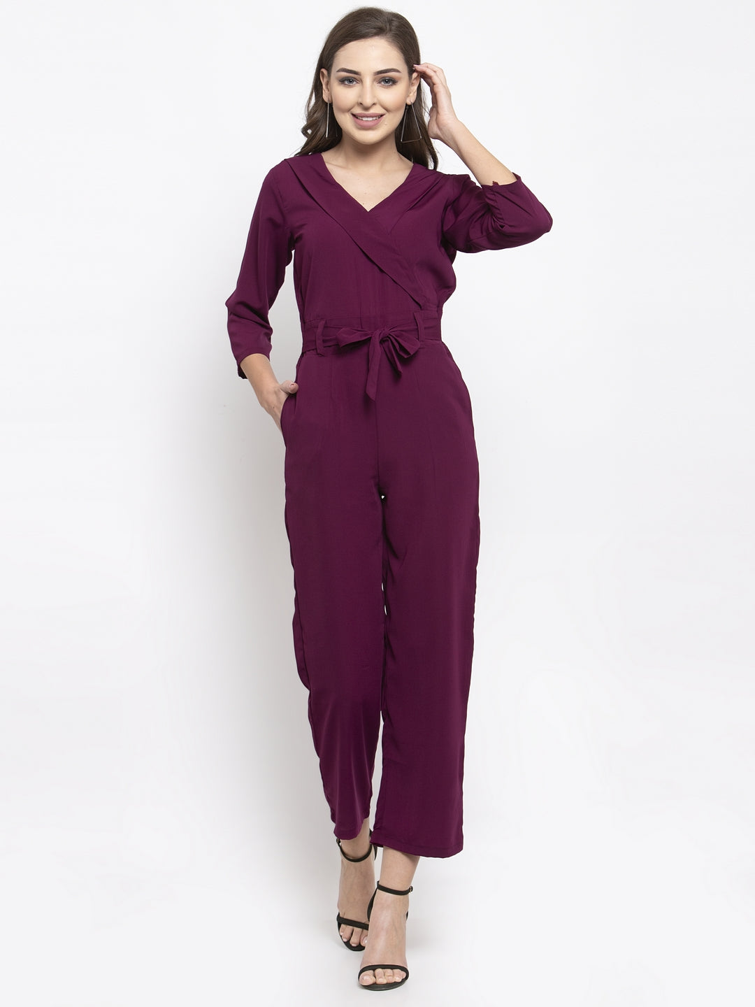 Jompers Women Purple Solid Jumpsuit