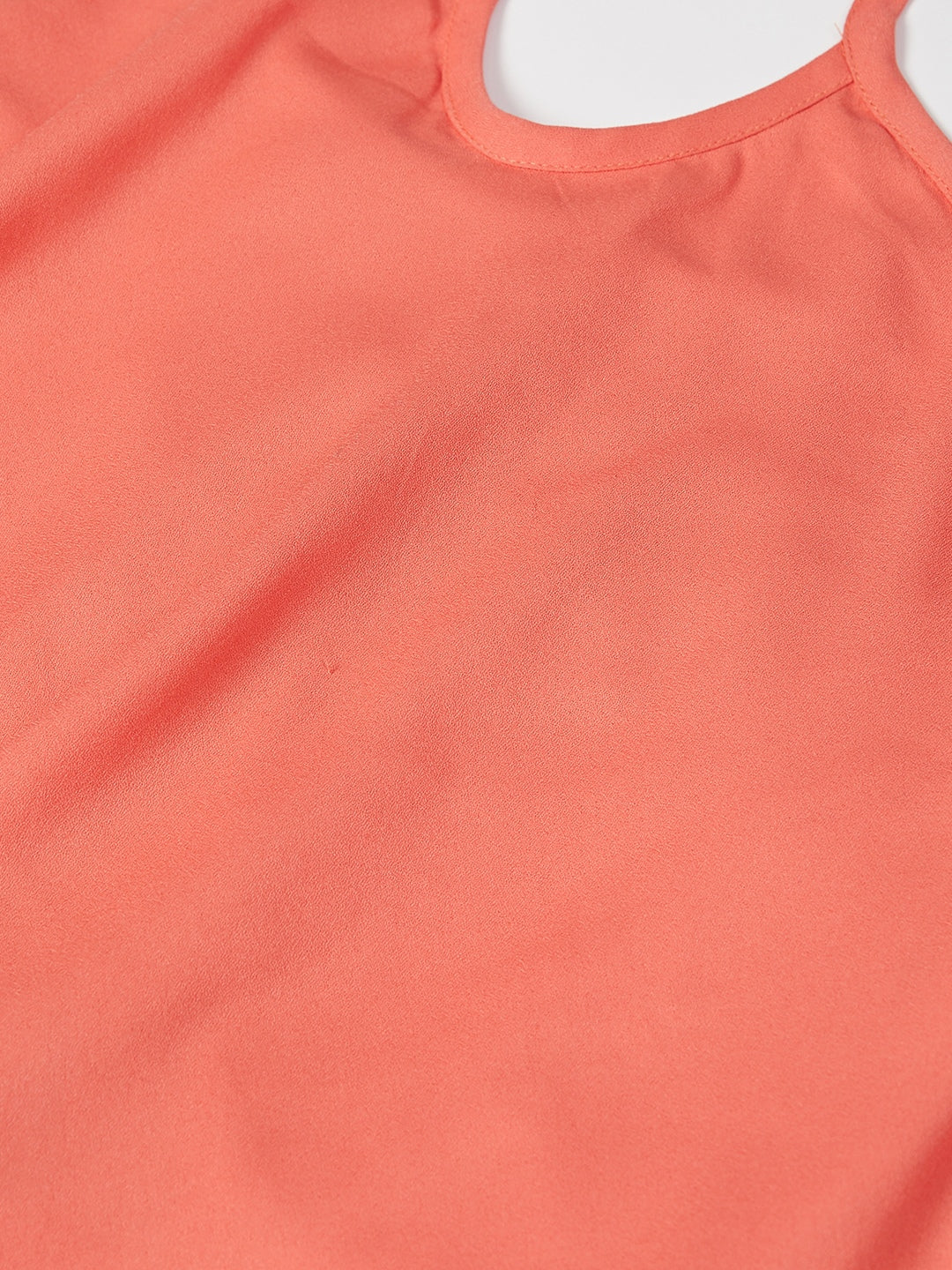 Jompers Women Peach-Coloured Solid Halter Neck Basic Jumpsuit