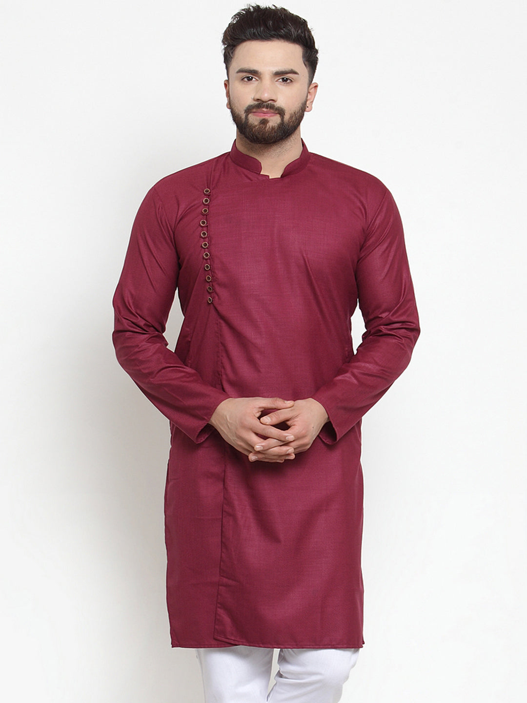 Jompers Men Maroon Solid Kurta Only