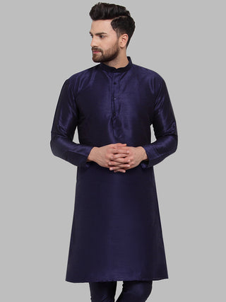 Jompers Men Navy-Blue Solid Kurta Only