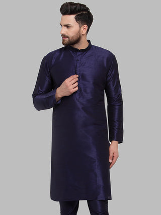 Jompers Men Navy-Blue Solid Kurta Only