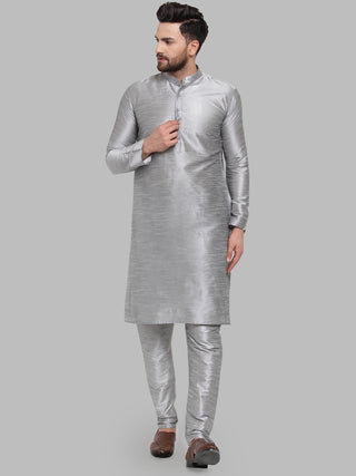 Jompers Men Silver Solid Kurta Only