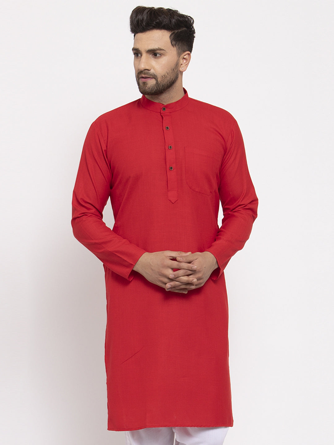 Men Kurta Casual Indian Cotton Ethnic Collarless Shirt Bollywood Full  Sleeve | eBay