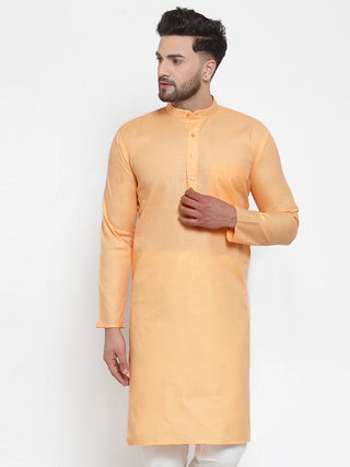 Jompers Men's Orange Cotton Solid Kurta Only