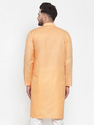 Jompers Men's Orange Cotton Solid Kurta Only