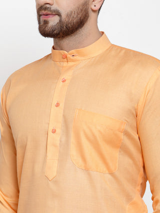 Jompers Men's Orange Cotton Solid Kurta Only